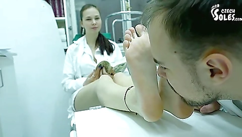 Barefoot Laboratory Worker Gets Her Feet Closely Checked By Her Collea Barefoot Laboratory Worker Gets Her Feet Closely Checked By Her Collea