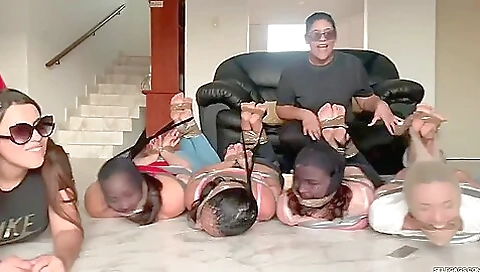 8 Barefoot Girls Gagged Hogtied And Pantyhose Encased 8 Barefoot Girls Gagged Hogtied And Pantyhose Encased