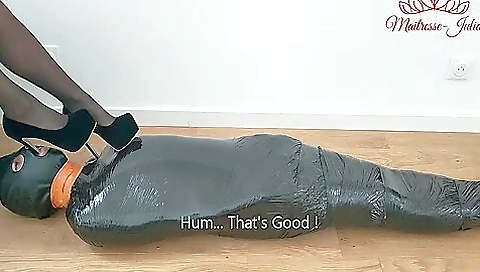 Femdom Mistress Mummified Her Slowly Sissy Slave ! Shoejob Footjob Bondage Femdom Mistress Mummified Her Slowly Sissy Slave ! Shoejob Footjob Bondage