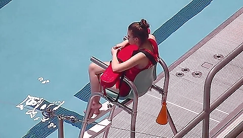 Hot Female Lifeguard Exposes Her Super Sexy Feet At The Pool