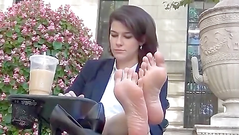 Hot Businesswoman Caught Barefoot At The Restaurant During Lunch Break Hot Businesswoman Caught Barefoot At The Restaurant During Lunch Break